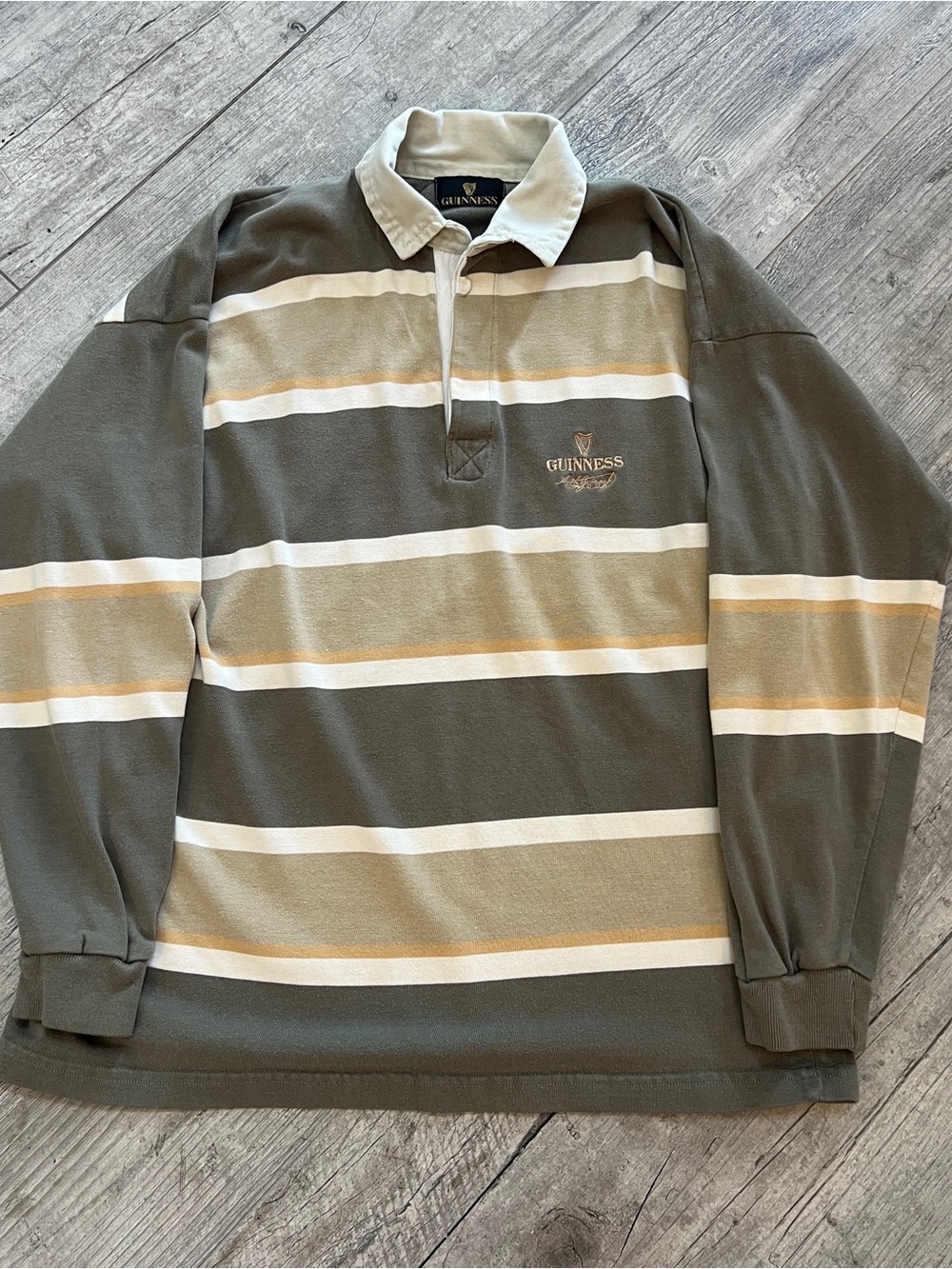 Vintage Guinness Striped Rugby Pullover Made in Ireland Sz M*